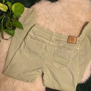 Zara sage green jeans with light factory distressing!